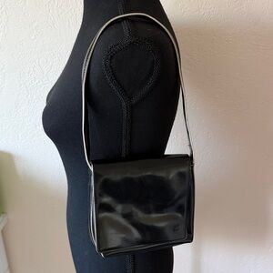 Vintage DKNY Black Patent Leather Shoulder Bag